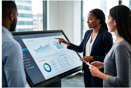 DiverseITS-style consultants reviewing business analytics and reporting dashboards
