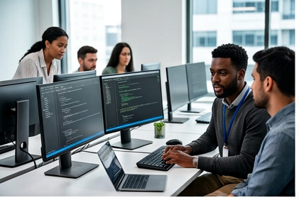 DiverseITS-style software engineers collaborating at their workstations